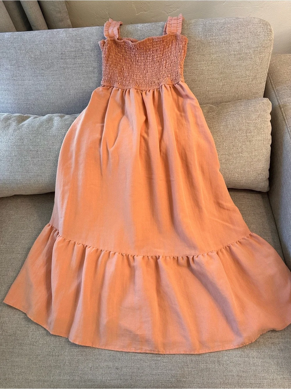 Blu Pepper Dress Womens Small Pink Smocked Midi Tiered Sundress Cottagecore - Picture 3 of 8